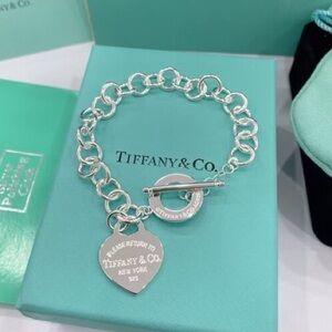 Tiffany & Co. Sterling Silver Heart Tag Toggle Bracelet - Silver